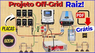 Projeto de Energia Solar Off Grid Raiz Para Tocar a Casa Por 24 Horas