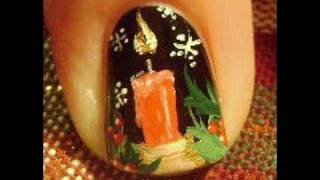 Christmas Candle Nail Art + Snowflakes + holly | Robin Moses Vintage Nails