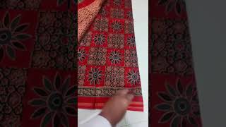 Chanderi ajrakh print saree With printed bp  Material silk by coton