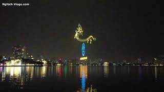 Trình diễn ánh sáng bằng drone tại Hồ Tây Hà Nội đêm 30 Tết 2024