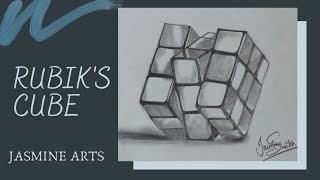 #7 How to draw Rubik's cube | Jasmine Arts