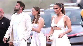 Jennifer Lopez, Ben Affleck & Violet Dress in All-White for 4th of July Party in The Hamptons