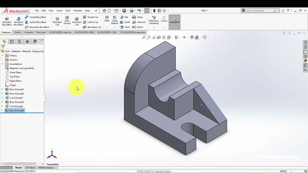 TUTORIAL MENGGAMBAR DENGAN SOLIDWORK - TASK5 - YouTube