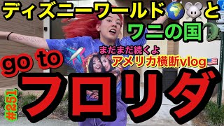 Go toディズニーワールド🌍とワニの国フロリダ🐊LAにおさらばしてもアメリカ横断Vlogは続きまくりますが破天荒５人組はフロリダでもやらかしあげてて草とりまワニに食べられないように気をつけて？