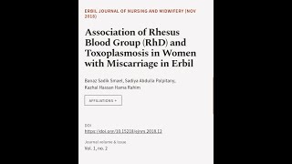 Association of Rhesus Blood Group (RhD) and Toxoplasmosis in Women with Miscarriage i... | RTCL.TV