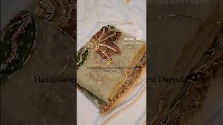 hand painted organza dupatta |hand painted dupatta | hand painted embellished organza dupatta