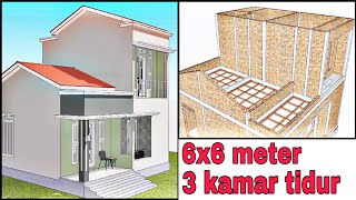 rugi jika terlewat!! konstruksi rumah minimalis 6x6 3 kamar tidur