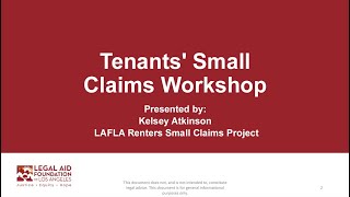 Tenants' Small Claims Workshop