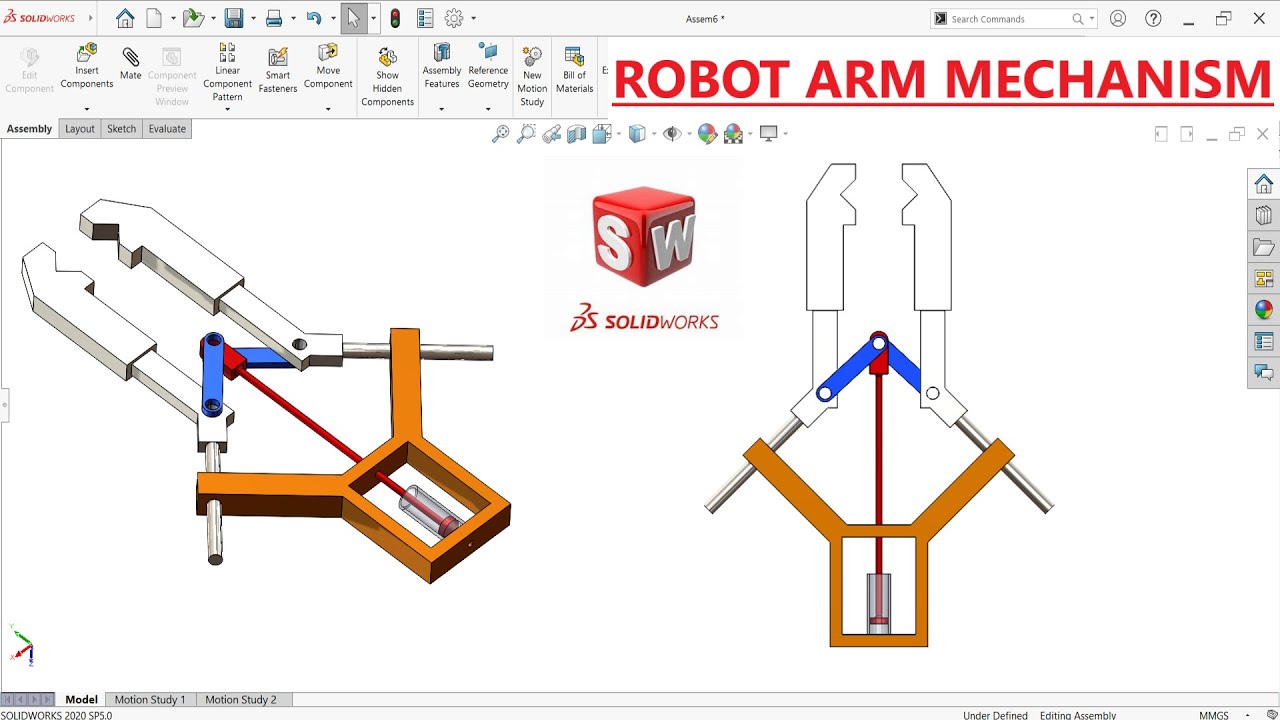 Robotic Arm Mechanism Design In Solidworks Solidworks Tutorial Youtube