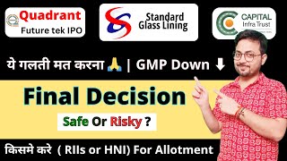 Standard Glass Lining IPO Final Decision | Standard Glass Apply or not | Quadrant Future IPO | Ankur