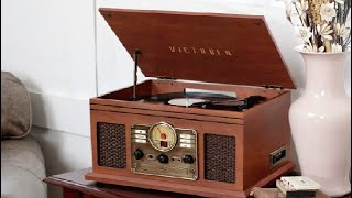 Victrola Nostalgic 6 in 1 Bluetooth Record Player \u0026 Multimedia Center with Built in Speakers Review