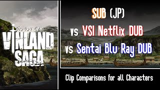 Vinland Saga | SUB vs Netflix DUB (VSI) vs Blu Ray DUB (Sentai) | Character Clip Comparisons