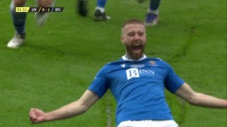 Shaun Rooney heads St. Johnstone in front against Livingston in Betfred Cup Final