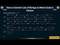 How to Convert List of Strings to Morse Code in Python