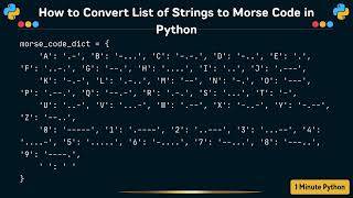 How to Convert List of Strings to Morse Code in Python