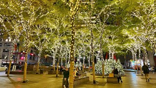 [4K HDR] Holidays in New York City ✨ Zuccotti Park Downtown Manhattan Christmas Decoration 2021🎄