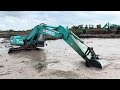 จอมลงทุนจริงๆครับเอาแม็คโครมาหาปลา😂 kobelco sk200 10 งานขุดลอกบึง800ไร่