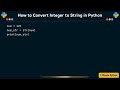 How to Convert Integer to String in Python