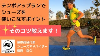 テンポアップランでシューズを使いこなすポイントそのコツ教えます！シューズアドバイザー藤原