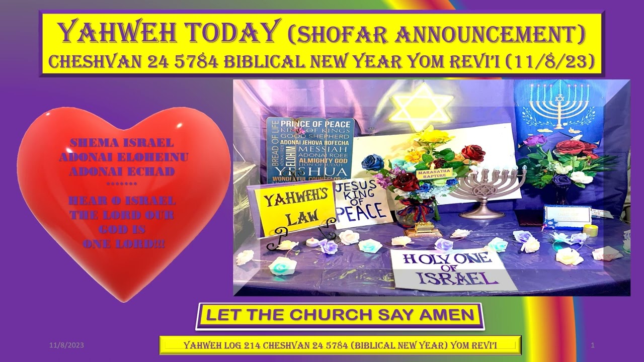 YAHWEH TODAY (SHOFAR ANNOUNCEMENT) CHESHVAN 24 5784 BNY YOM REVI'I (11 ...