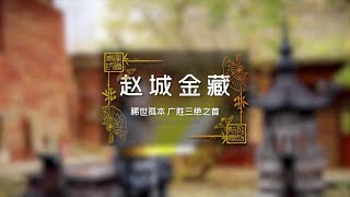 国宝《赵城金藏》因雕刻于金代，收藏发现于山西省临汾市洪洞县广胜寺（原属赵城县）而得名。是中国蕞早蕞全的一部汉文大藏经，内容宏富，包罗万象，是一部佛教百科全书。现存于国家图书馆，是国图四大镇馆之宝之一