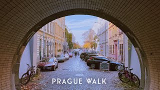 Different Prague - Walking Through Žižkov Tunnel to Karlín - Relaxing Sunny Autumn Walk ASMR 4k HDR