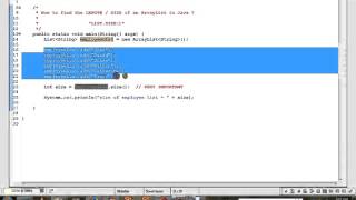 JAVA HOW TO FIND THE SIZE OF AN ARRAYLIST DEMO
