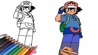 HOW TO DRAW ASH KETCHUM FROM POKEMON