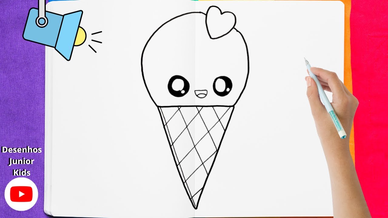 Como Desenhar Sorvete De Casquinha Kawaii | Drawing Ice Cream - YouTube