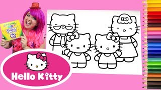Coloring Hello Kitty, Mimmy & Family Coloring Book Page Colored Pencil | KiMMi THE CLOWN