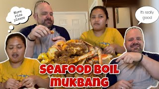 Seafood Boil Mukbang | Snow Crab  | Cajun seafood | April\u0026Richard vlogs