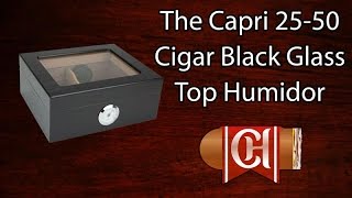 The Capri 25-50 Cigar Black Glass Top Humidor