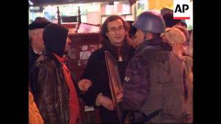 Serbia - Police block protestors