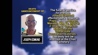 Joseph Edmund ~ Short Obituary