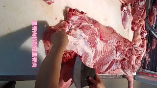 Let’s cut up this piece of high-quality pork leg meat today!