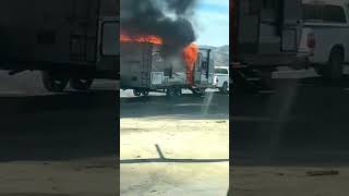 Jayco RV burning after forgotten stove was left on while driving