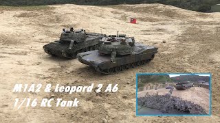 M1A2 \u0026 Leopard 2A6 On hills drill - Henglong and Torro 1/16 RC Tank