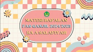 Materi Ujian Lisan : Penilaian Akhir Semester Ganjil T.A 2024-2025 | Ra Salafiyah kelas RA A