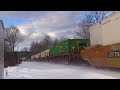 frozen railfanning on ns s d u0026h around sidney with a rs5t equipped sd60e.