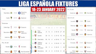 LIGA ESPAÑOLA FIXTURES TODAY • LALIGA ESPAÑA STANDINGS 2021/22 | LALIGA FIXTURES 18-23 JANUARY 2022
