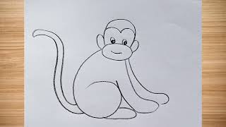 how to draw monkey drawing easy step by step@aaravdrawingcreative1112