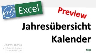 Jahresübersicht in Excel erstellen - Jahresplaner - Kalender - Preview