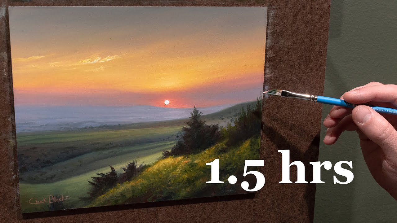 Step By Step Oil Demonstration 17 Hazy Sunset Landscape Youtube