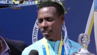 Funny Ethiopian Boston Mararon winner Lelisa I PUSH I PUSH and  weather Good people Good