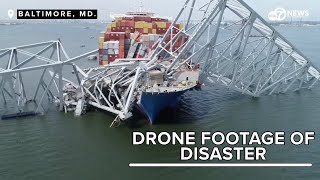 NEW Drone footage by NTSB federal investigators shows extent of Baltimore Bridge disaster
