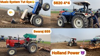 Harrow Testing New Holland 3630 And Farmtrac 6055 Vs Swaraj 855 🚜Blue Horse Ka Music System Tut Gya😢