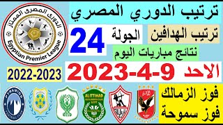 ترتيب الدوري المصري وترتيب الهدافين ونتائج مباريات الاحد 9-4-2023 الجولة 24 - فوز الزمالك