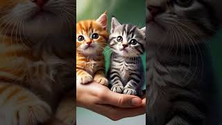 Two curious kittens exploring the world from the palm of a hand 🐾🐱💚 #cat #pets #animals #cute