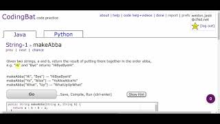 CodingBat String1 helloName, makeAbba, makeTags