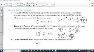 Math 1130 HW 1 Exponent Rules for Quotients and Zero Exponent Rule